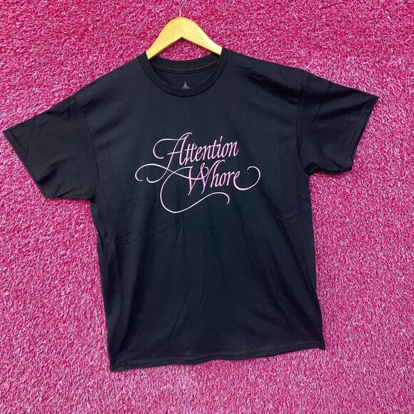Tove Lo Attention Pink Lettering Black T-Shirt Large - Picture 3 of 4